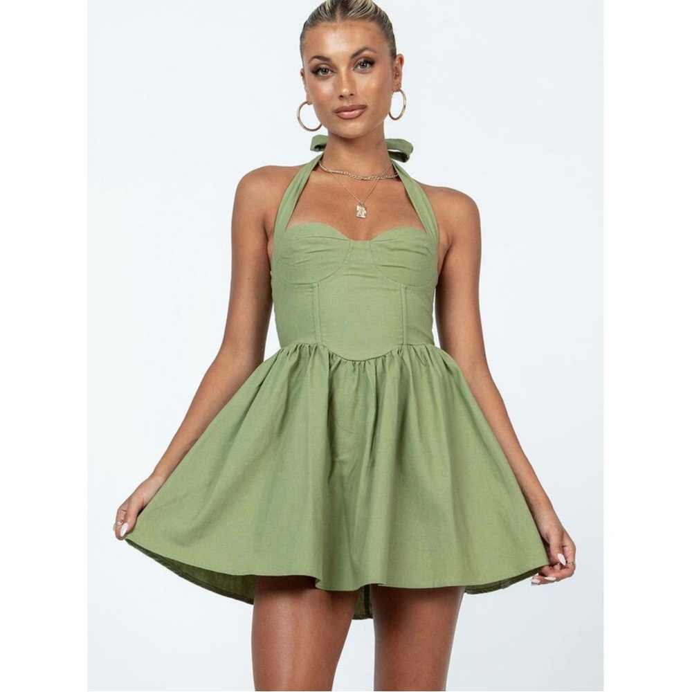 Princess Polly LYLE MINI DRESS SAGE green size small